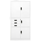 Office Cabinet White Steel Large Height-Adjustable Shelves 336413