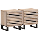 Bedside Cabinets 2 pcs 40x34x46 cm Solid Wood Bleached Mango 377433