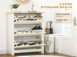 Slim Shoe Cabinet, Narrow Shoe Cupboard with 3 Flip Drawers, Adjustable Shelves for 18 Pairs of T3398P344125