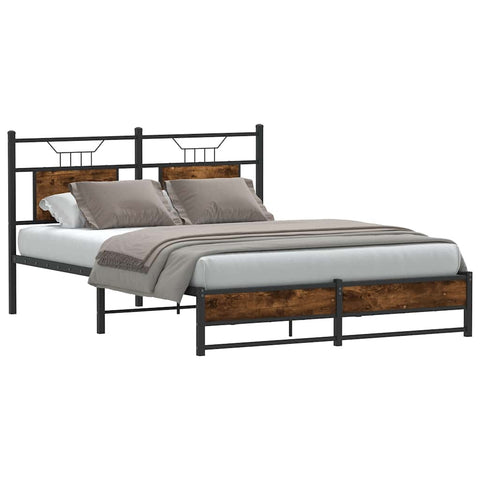 Bed Frame without Mattress Smoked Oak 150x200 cm King Size Engineered Wood 4106910