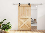 Sliding Door Natural and Black 80 x 210 cm Solid Pine Wood 3445074