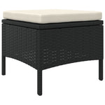 ZNTS Garden Sofa 2-Seater with Table and Stools Black Poly Rattan 317626