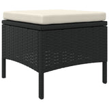 Garden Sofa 2-Seater with Table and Stools Black Poly Rattan 317626