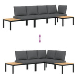 3 Piece Garden Sofa Set with Cushions Black Aluminium 3283707