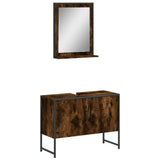 2 Piece Bathroom Cabinet Set Smoked Oak Engineered Wood 3214341