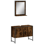 ZNTS 2 Piece Bathroom Cabinet Set Smoked Oak Engineered Wood 3214341