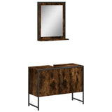ZNTS 2 Piece Bathroom Cabinet Set Smoked Oak Engineered Wood 3214341