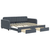 Daybed with Trundle&Drawers without Mattress Dark Grey 90x190 cm 3197024