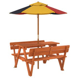 Picnic Table for 4 Kids with Umbrella Solid Wood Fir 3281619