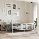 Metal Bed Frame without Mattress with Footboard White 200x200cm 376398