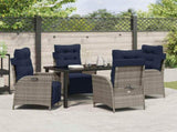 Garden Dining Set with Cushion 5 pcs Grey and Black Rattan 3380584