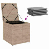 Cushion Box with Storage Beige 50 x 50 x 50 cm Poly Rattan 365411
