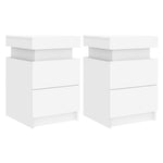 ZNTS Bedside Cabinets with LED Lights 2 pcs White 35x39x55 cm 836750