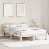 Bed Frame with Headboard Natural 150 x 200 cm Solid Pine Wood 872647