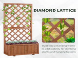 72.5 x 31.5 x 149.5 cm 45L Garden Wooden Pine Trough Planter with Topped Trellis Climbing Plants T3398P323916