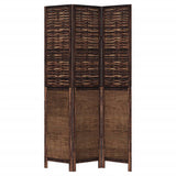 Room Divider 3 Panels Dark Brown Solid Wood Paulownia 358703