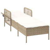 Sun Lounger Beige and Cream White 55 x 200 x 92 cm Poly Rattan 365429