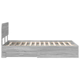 Bed Frame with Drawer Grey Sonoma 120 x 200 cm Engineered Wood 3412396