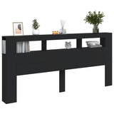 LED Headboard Black 220x18,5x103,5 cm Engineered Wood 837373