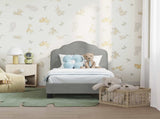 Toddler Bed Frame with Headboard Light Grey 70 x 140 cm Velvet 42010929
