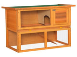 Rabbit Hutch Outdoor Guinea Pig Hutch Wooden Pet Cage Run 2-Tier with Opening Top, 90 x 45 x 80cm T3398P350018