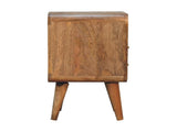 Solid Wood Mini Lille Curved Bedside, 2 Drawers & 1 open Slot, Brown B2743P456252
