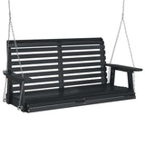 Garden Swing Bench with Metal Chains Black Solid Wood Fir 4008982