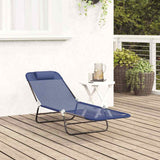 Folding Sun Lounger Navy Blue 182 x 55 x 85.5 cm Textilene 42003154