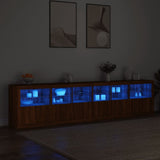 Sideboard with LED Lights Brown Oak 283x37x67 cm 3209022