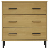 Sideboard with 3 Drawers Brown 77x40x79.5 cm Solid Wood OSLO 350979