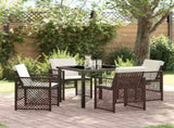 Garden Dining Set 5 pcs Brown Poly Rattan 3380629