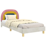 Children's Bed Frame with Headboard Cream 80 x 200 cm Velvet 42011008