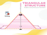 Adjustable Height, Foldable Kids Gymnastics Bar w/ Non-slip Rubber Floor Rings, for 3 Years, Pink T3398P422350