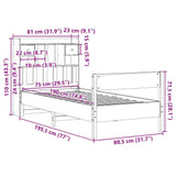 Bookcase Bed without Mattress 75x190 cm Small Single Solid Wood Pine 3323050