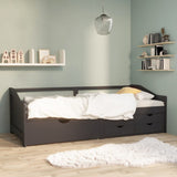 3-Seater Day Bed without Mattress Grey Solid Pinewood 90x200cm 322173