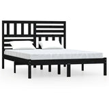 Bed Frame without Mattress Black Solid Wood Pine 140x190 cm 3101007