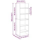 Book Cabinet White 60x35x180 cm Engineered Wood 803407