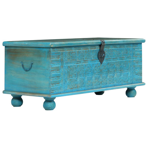 Storage Chest Solid Mango Wood Blue 100x40x41 cm 246479