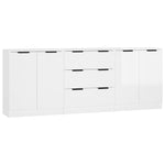 ZNTS 3 Piece Sideboards High Gloss White Engineered Wood 3115784