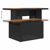 7 Piece Garden Sofa Set with Cushions Black Poly Rattan Acacia 3327555