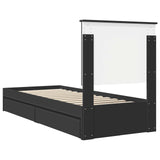 Storage Bed with Headboard Black 75 x 190 cm Engineered Wood 3411258