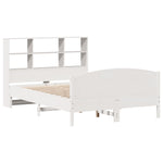 ZNTS Bookcase Bed without Mattress White 120x190 cm Small Double Solid Wood Pine 3323117