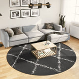Shaggy Rug PAMPLONA High Pile Modern Black and Cream 240 cm 375424
