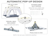 4 Person Automatic Camping Tent, Outdoor Pop Up Tent, Portable Backpacking Dome Shelter, Light Grey T3398P348684