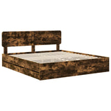 Bed Frame with Drawer Smoked Oak 180 x 200 cm Engineered Wood 3412161