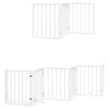 Dog Gate with Door Foldable 12 Panels White 600 cm Poplar Wood 3155536