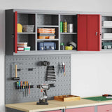 Tool Cabinet Set with Shelf 3 pcs Red Powder-Coated Steel 3321405