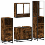 ZNTS 4 Piece Bathroom Furniture Set Smoked Oak Engineered Wood 3301287