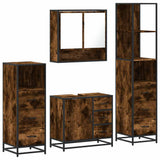 4 Piece Bathroom Furniture Set Smoked Oak Engineered Wood 3301287