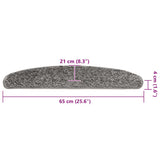 Stair Mats 20 pcs 65x21x4 cm Grey Half Round Large 3365845